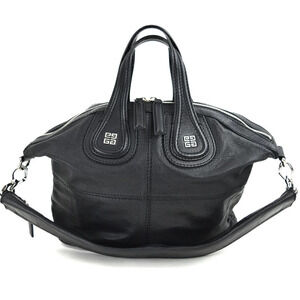 Givenchy Nightingale Handbag Shoulder Tote Bag Black Leather One